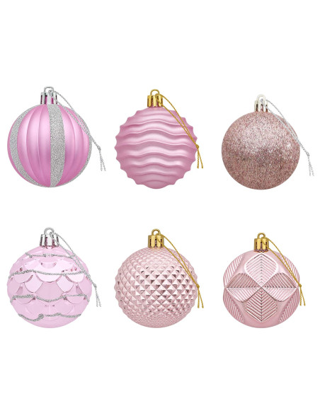 Set di Palline di Natale 36 pz Rosa 6 cm Polistirolo