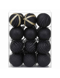 Set di Palline di Natale 36 pz Nero 6 cm Polistirolo 2