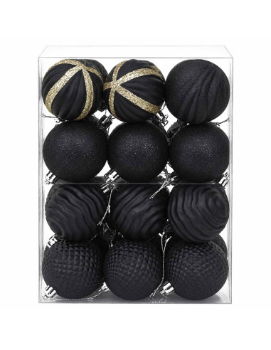 Set di Palline di Natale 36 pz Nero 6 cm Polistirolo
