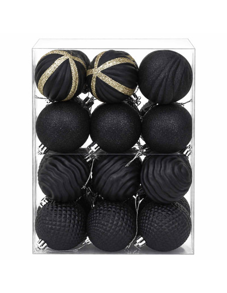 Set di Palline di Natale 36 pz Nero 6 cm Polistirolo
