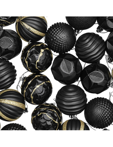 Set di Palline di Natale 36 pz Nero 6 cm Polistirolo