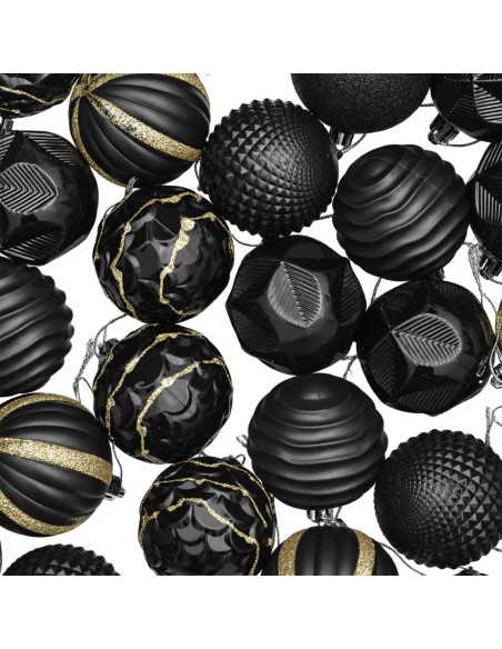 Set di Palline di Natale 36 pz Nero 6 cm Polistirolo