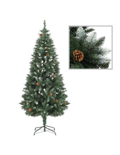 Albero di Natale Artificiale Preilluminato con Pigne 180 cm