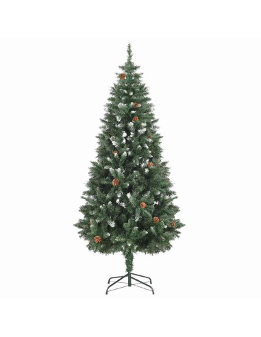 Albero di Natale Artificiale Preilluminato con Pigne 180 cm