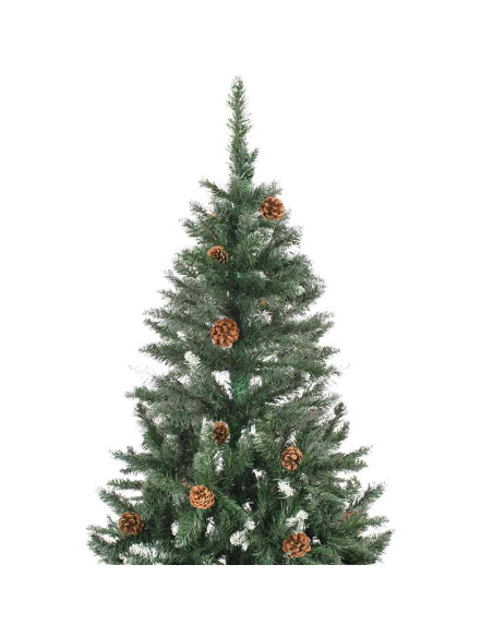 Albero di Natale Artificiale Preilluminato con Pigne 180 cm