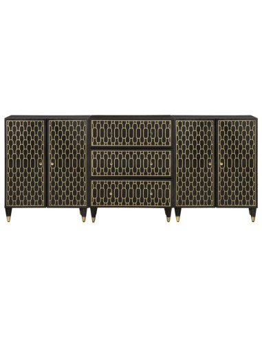 Credenze 3 pz 60x33x75 cm in Legno Massello di Mango