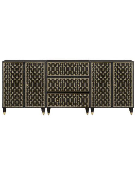 Credenze 3 pz 60x33x75 cm in Legno Massello di Mango