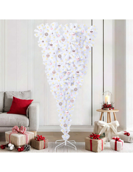 Albero di Natale artificiale Bianco 210 cm PVC e Acciaio
