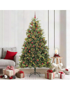 Albero di Natale artificiale pieghevole con coni Verde 210 cm