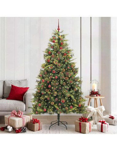 Albero di Natale artificiale pieghevole con coni Verde 210 cm