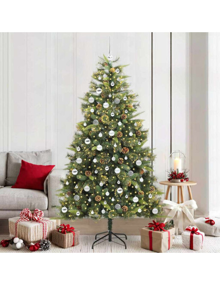 Albero di Natale artificiale pieghevole con coni Verde 210 cm