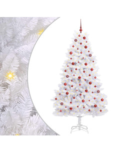 Albero di Natale Artificiale con Rami Pieghevoli Bianco 210 cm 2