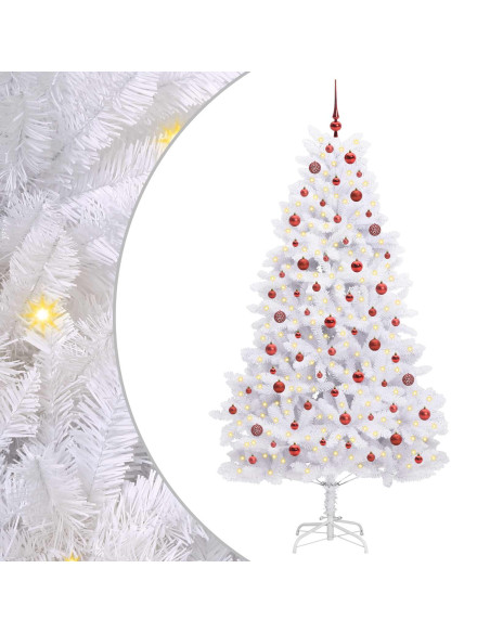 Albero di Natale Artificiale con Rami Pieghevoli Bianco 210 cm