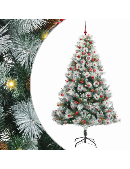 Albero di Natale artificiale Verde e bianco 210 cm