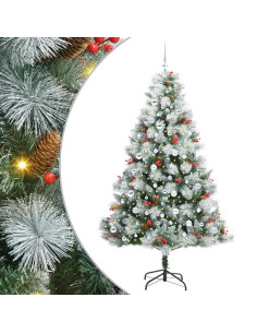 Albero di Natale artificiale Verde e bianco 210 cm 2