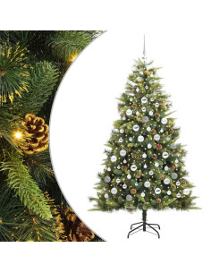 Albero di Natale artificiale pieghevole con coni Verde 180 cm 2