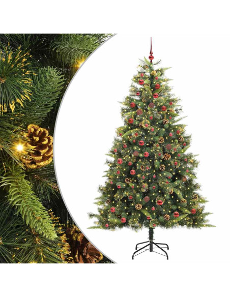 Albero di Natale artificiale pieghevole con coni Verde 210 cm