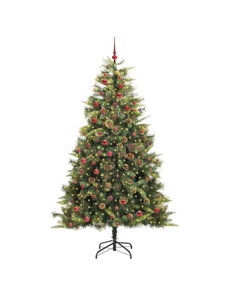 Albero di Natale artificiale pieghevole con coni Verde 210 cm