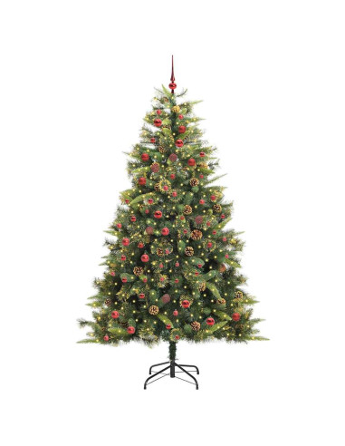 Albero di Natale artificiale pieghevole con coni Verde 210 cm