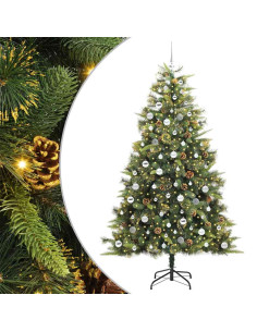 Albero di Natale artificiale pieghevole con coni Verde 210 cm 2
