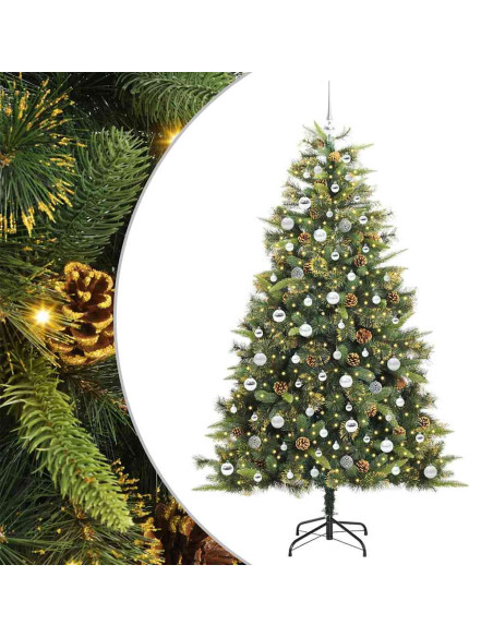 Albero di Natale artificiale pieghevole con coni Verde 210 cm