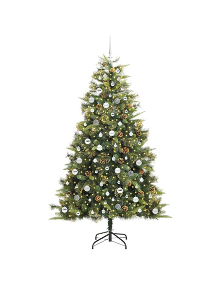 Albero di Natale artificiale pieghevole con coni Verde 210 cm