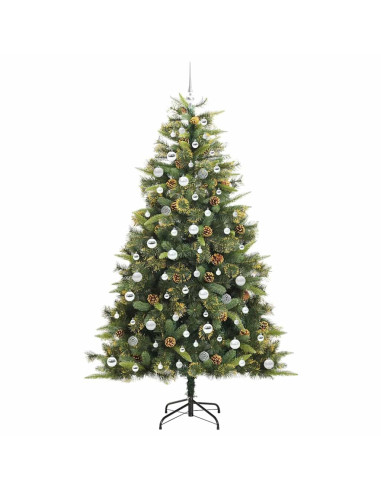 Albero di Natale artificiale pieghevole con coni Verde 210 cm