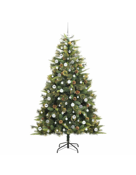 Albero di Natale artificiale pieghevole con coni Verde 210 cm