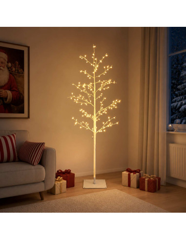 Albero di Natale a betulla Bianco 18 x 18 x 120 cm Acciaio