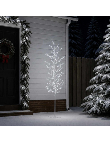 Albero di Natale a betulla Bianco 20 x 20 x 180 cm Acciaio