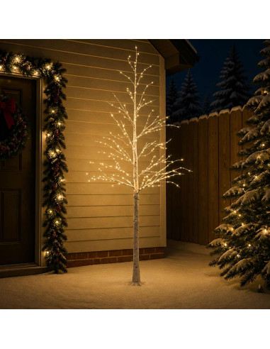 Albero di Natale a betulla Bianco 25 x 25 x 240 cm Plastica