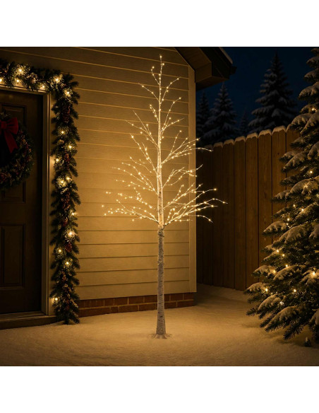 Albero di Natale a betulla Bianco 25 x 25 x 240 cm Plastica