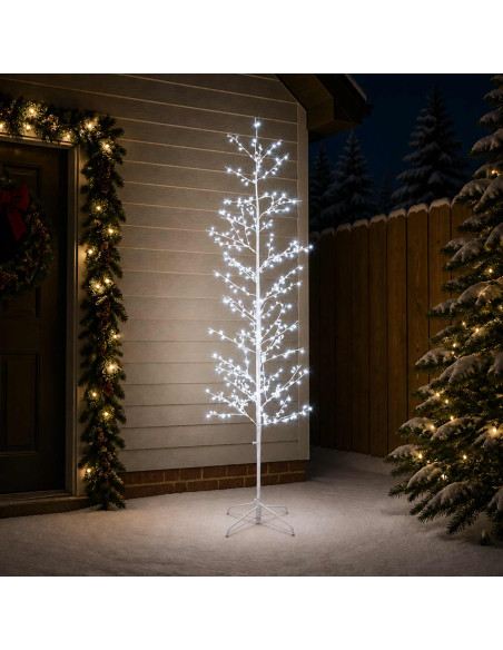 Albero di Natale a betulla Bianco 47 x 210 cm Acciaio 567 LED