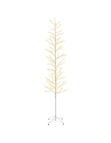 Albero di Natale a betulla Bianco 47 x 240 cm Acciaio 675 LED