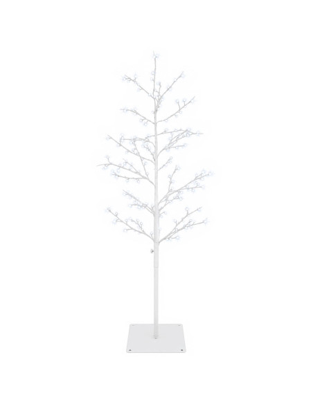 Albero di Natale a betulla Bianco 120 cm Acciaio 279 LED