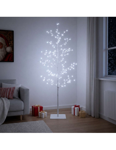 Albero di Natale a betulla Bianco 120 cm Acciaio 279 LED
