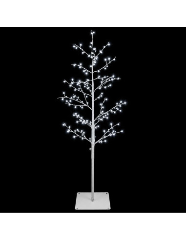 Albero di Natale a betulla Bianco 120 cm Acciaio 279 LED