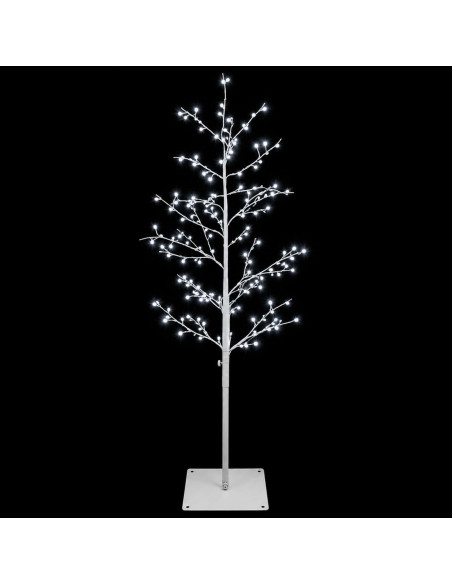 Albero di Natale a betulla Bianco 120 cm Acciaio 279 LED