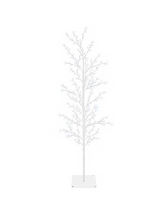 Albero di Natale a betulla Bianco 150 cm Acciaio 360 LED 2