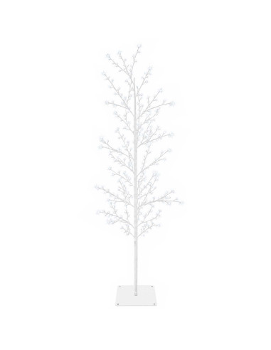 Albero di Natale a betulla Bianco 150 cm Acciaio 360 LED