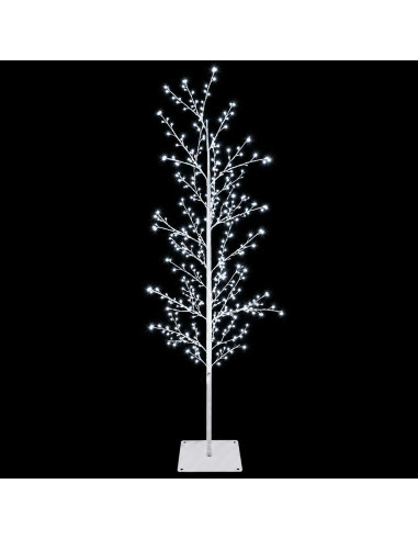 Albero di Natale a betulla Bianco 150 cm Acciaio 360 LED