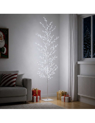 Albero di Natale a betulla Bianco 20 x 20 x 180 cm Acciaio