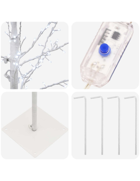 Albero di Natale a betulla Bianco 20 x 20 x 180 cm Acciaio