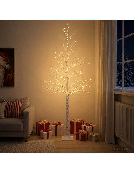 Albero di Natale a betulla Bianco 25 x 25 x 240 cm Plastica