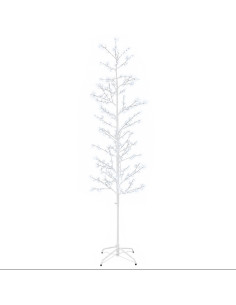 Albero di Natale a betulla Bianco 47 x 210 cm Acciaio 567 LED 2