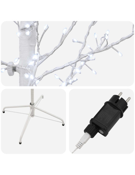 Albero di Natale a betulla Bianco 47 x 210 cm Acciaio 567 LED