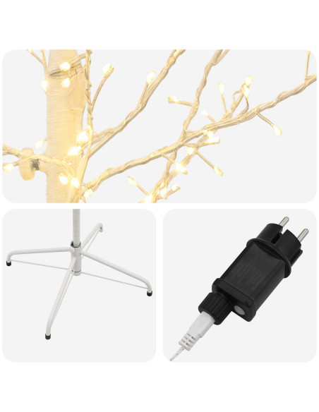 Albero di Natale a betulla Bianco 47 x 240 cm Acciaio 675 LED