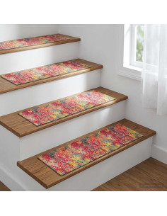 Tappeti per scale 15 pz 76 x 20 cm Multicolore Poliestere