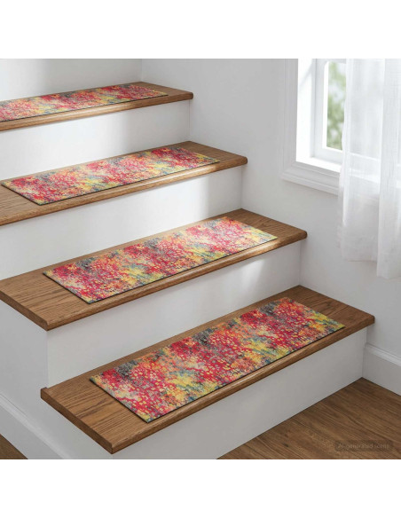 Tappeti per scale 15 pz 76 x 20 cm Multicolore Poliestere