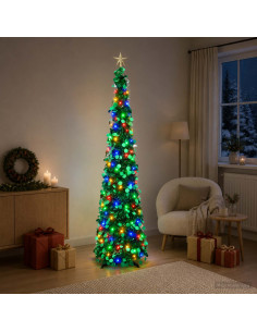 Albero di Natale LED pop-up con stella 180 cm 100 LED PET Verde